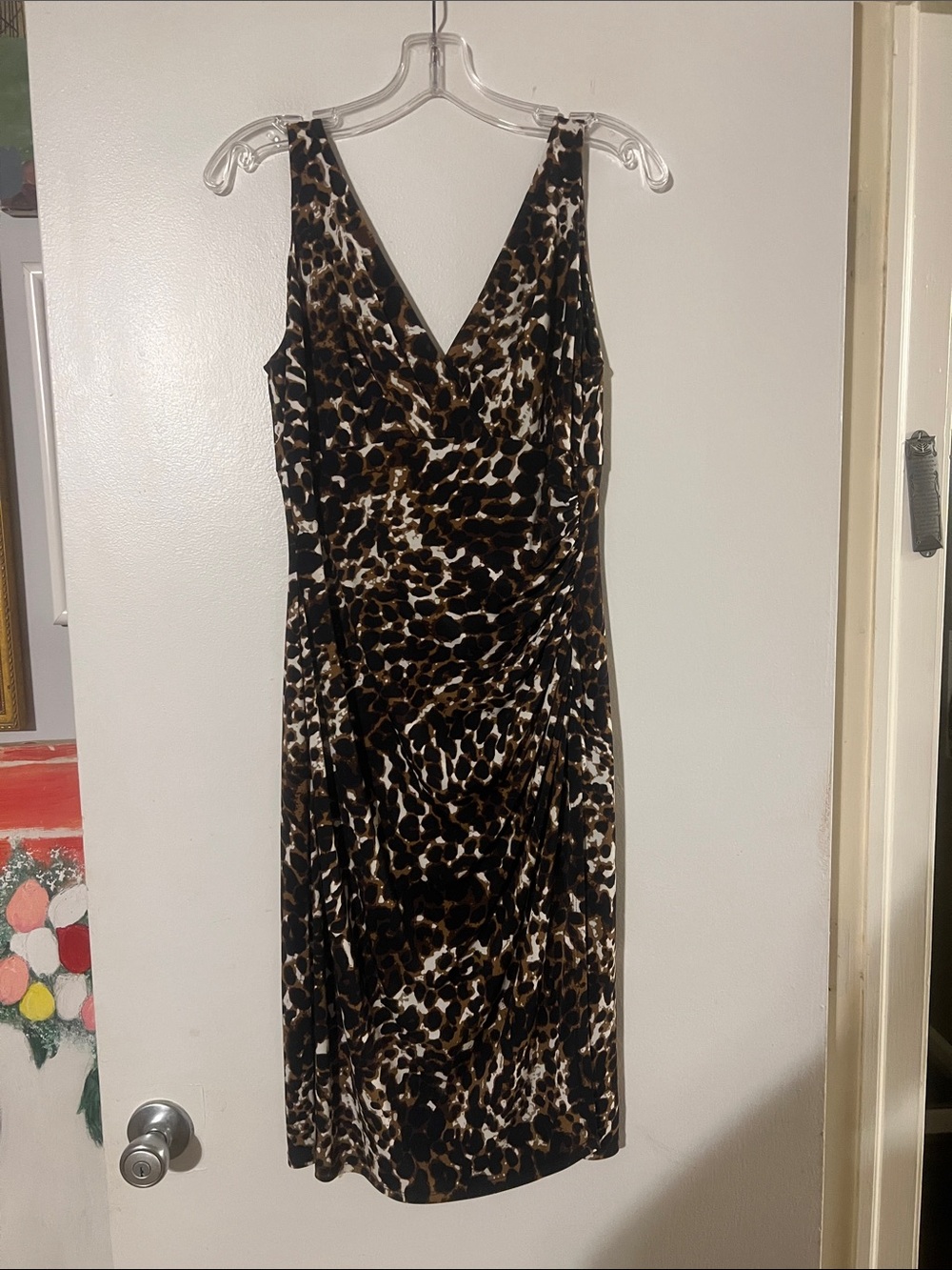 Ralph Lauren black/brown/tan surplice wrap sleeveless dress